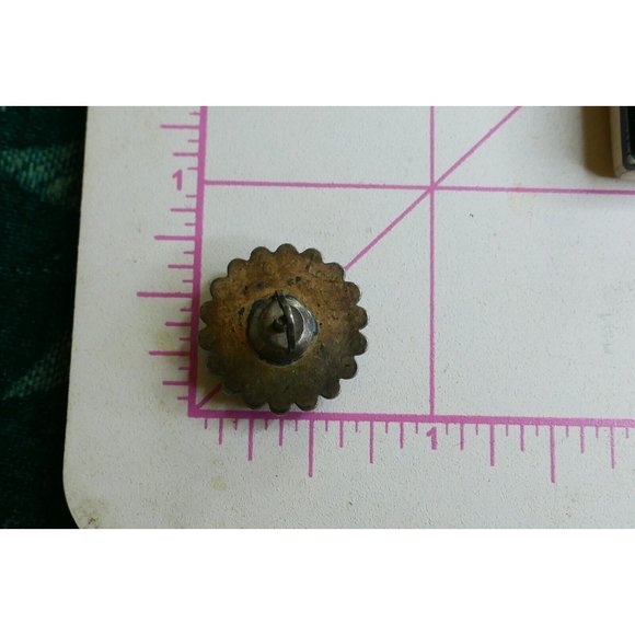 Antique Sterling Silver & Turquoise Pierced Earrings with Threaded Screw Backs - Picture 3 of 9